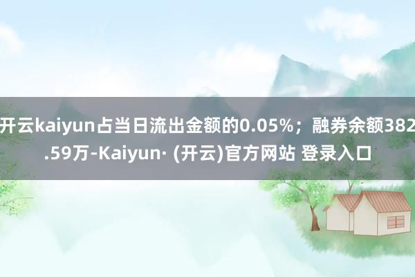 开云kaiyun占当日流出金额的0.05%；融券余额382.59万-Kaiyun· (开云)官方网站 登录入口